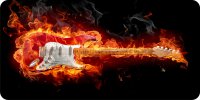 Flaming Red Guitar Photo License Plate