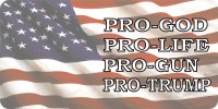 Pro God Pro Life Pro Gun Pro Trump Photo License Plate