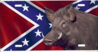 Wild Hog on Rebel Flag License Plate