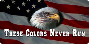 These Colors Never Run United States Flag Photo License Plate