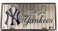 New York Yankees Silver Pinstripes Metal License Plate
