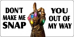 The Infinity Gauntlet Don't Make Me Snap Photo License Plate