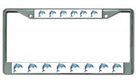 Dolphins On White Background Chrome License Plate Frame