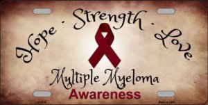 Multiple Myeloma Cancer Ribbon Metal License Plate