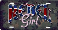 Rebel Girl Camouflage License Plate