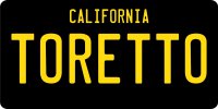 TORETTO California Replica Photo License Plate