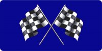 Racing Flags On Navy Blue Photo License Plate