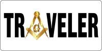 Traveler With Masonic Logo White Photo License Plate