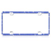 Double Row Blue Crystal Chrome License Plate Frame