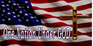 U.S. Flag One Nation Under God Large Cross Photo License Plate