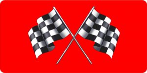 Racing Flags On Red Photo License Plate