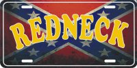 Redneck On Rebel Flag Photo License Plate