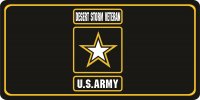U.S. Army Desert Storm Veteran Black Photo License Plate