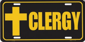 Clergy Metal License Plate