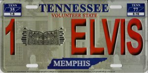 Tennessee 1 Elvis Look A Like Embossed Metal License Plate