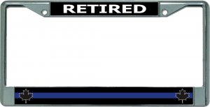 Thin Blue Line Retired Canada Chrome License Plate Frame