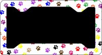 Colorful Paw Print Thin Style License Plate Frame