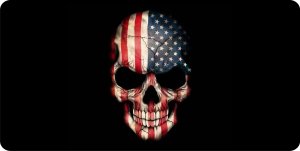 American Flag Skull Photo License Plate