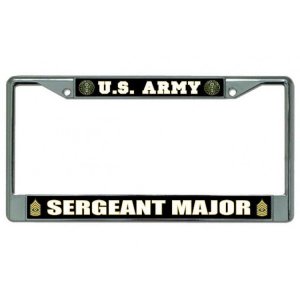U.S. Army WW2 Sergeant Major Chrome License Plate Frame