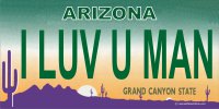 Arizona I LUV U MAN Photo License Plate