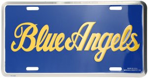 Blue Angels Script Metal License Plate