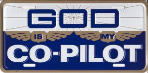 God Is My Co-Pilot Metal License Plate
