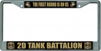 USMC 2D Tank Battalion #2 Chrome License Plate Frame
