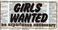 Girls Wanted No Experience License Plate