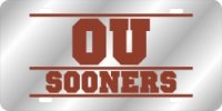 OU Sooners Logo Bar Style on Silver Laser Plate