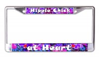 Hippie Chick At Heart Chrome License Plate Frame