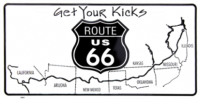 Route 66 Get Your Kicks Novelty License Plate