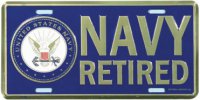 Navy Retired w/ Insignia License Plate