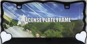 White Hearts On Black License Plate Frame