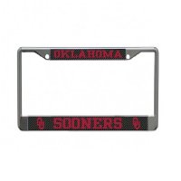 Oklahoma Sooners Carbon Fiber Design Chrome License Plate Frame
