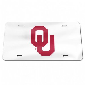Oklahoma Sooners White Laser License Plate