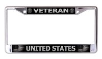 U.S Army Veteran Black And Silver Chrome License Plate Frame