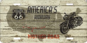 Route 66 America's Highway Metal License Plate