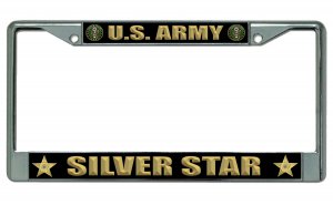 U.S. Army Silver Star Chrome License Plate Frame