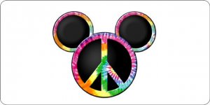 Mickey Mouse Ears with Peace Sign Logo License Plate