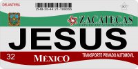 Mexico Zacatecas Photo License Plate