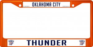 Oklahoma City Thunder Anodized Orange License Plate Frame