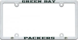 Green Bay Packers White Plastic License Plate Frame