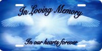 In Loving Memory Memorial On Blue Metal License Plate