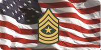 U.S. Army Sergeant Major On U.S. Flag Photo License Plate