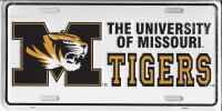 Missouri Tigers White License Plate