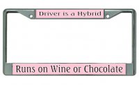 Driver Is A Hybrid ... Chrome License Plate Frame