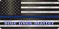 Blue Lives Matter On American Flag Photo License Plate