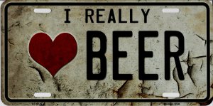 I Really Heart Beer Metal License Plate
