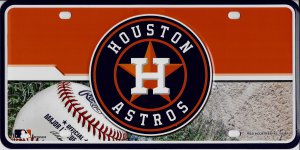 Houston Astros Metal License Plate