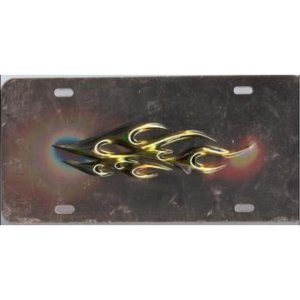 Triple Chrome Plated Flame on Stainless Steel License Plate
